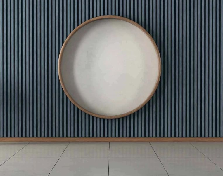 Wall Panel Services 3 empty-room-with-wooden-blue-wall-paneling-and-decorative-circle-in-the-center
